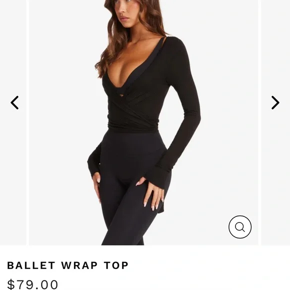 NWT CSB Black Ballet Wrap Top - Picture 7 of 8